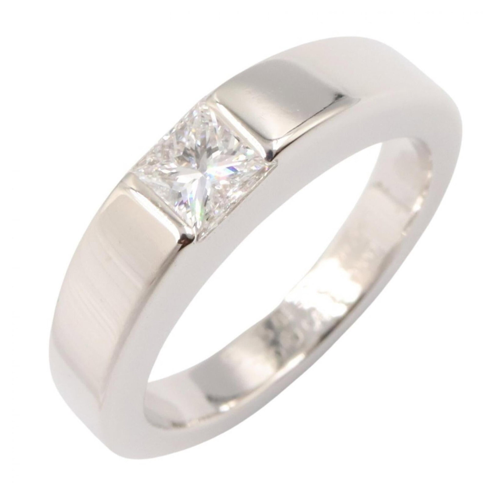 White Gold Cartier Band Ring 18K: White Gold Cartier Band Ring 18K 18K White Gold Cartier Band Ring for Women - Like New Condition. This beautiful band ring boasts clear, silver accents on an 18K white gold base, making it a stunning