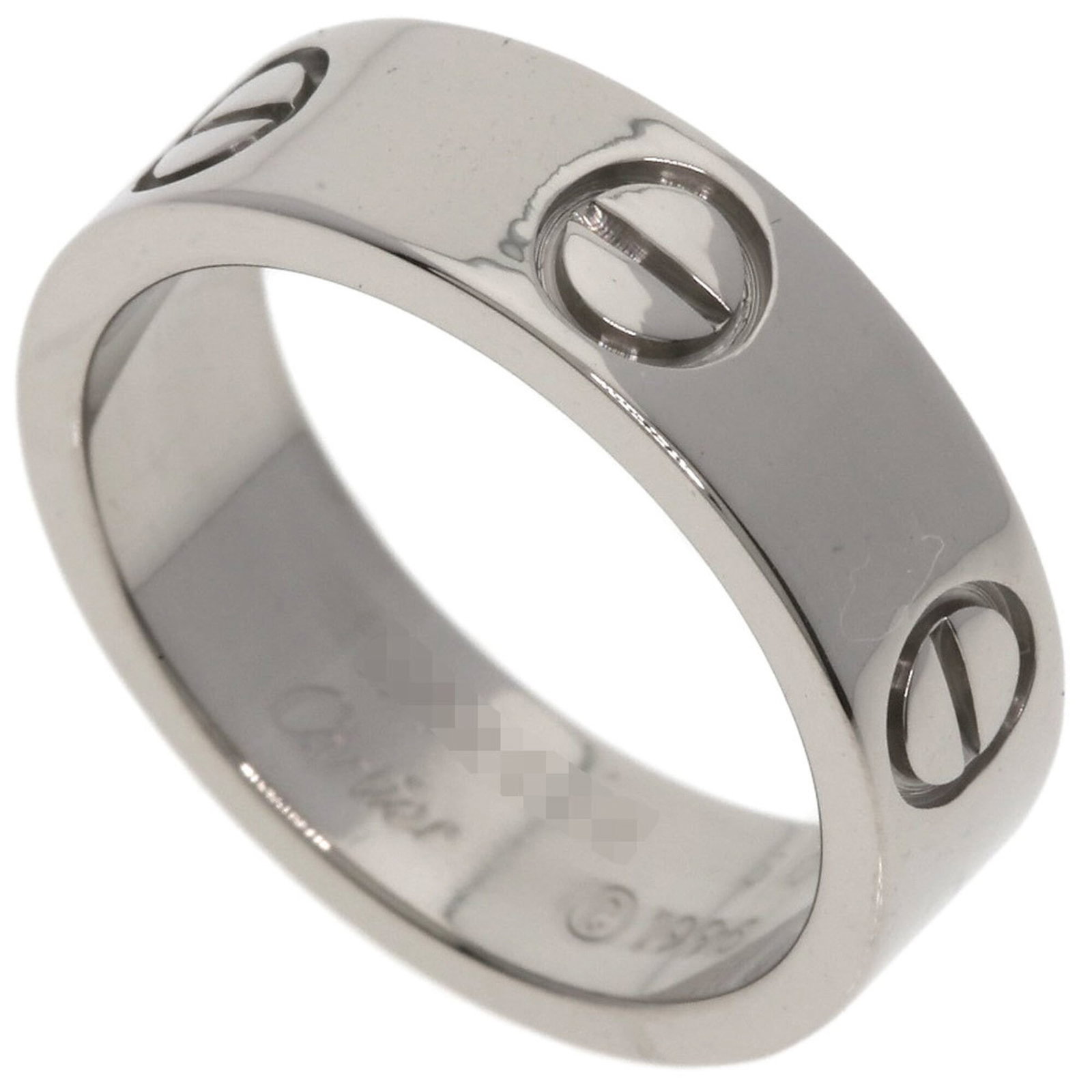 Cartier Band Ring: Cartier Band Ring Cartier Band Ring in excellent condition, featuring 18K white gold and a sleek design. The ring showcases some minor signs of wear, including scratches and dirt, but remains in good 