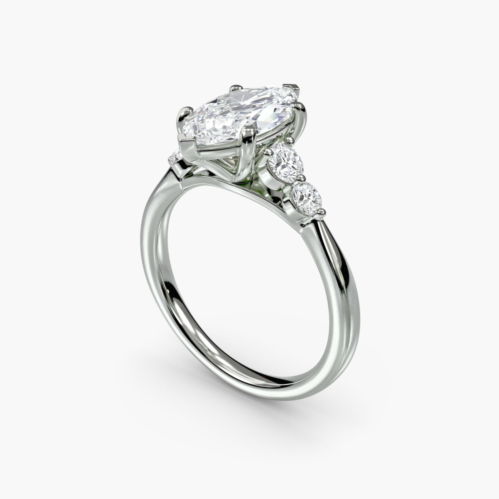 Solitaire Marquise 950 Platinum Ring Setting - 5