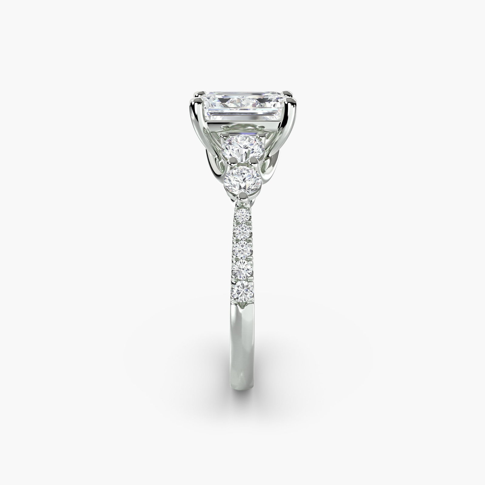 Pave Emerald 950 Platinum Ring Setting - 3