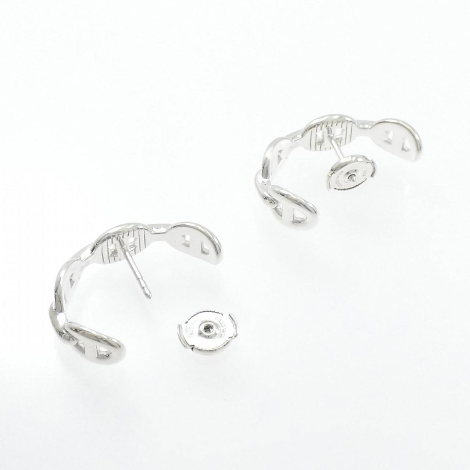 Hermes 925 Silver Earrings Stud - 3