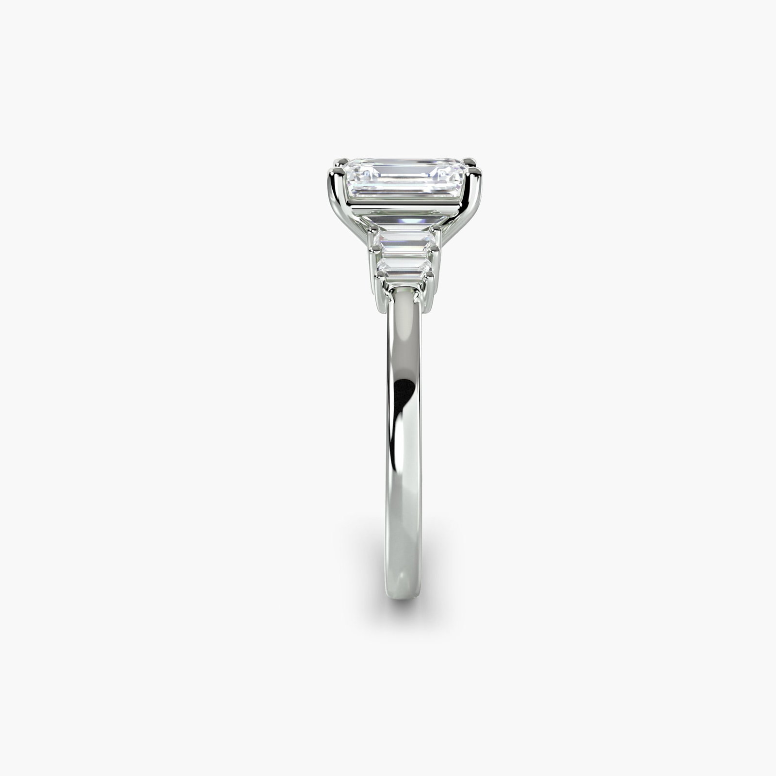 Solitaire Emerald 14Kt White Gold Ring Setting - 3