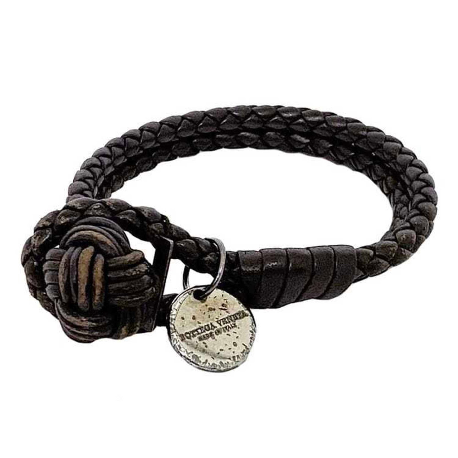 Charm Leather Bracelet Bottega: Charm Leather Bracelet Bottega Brown leather charm bracelet from Bottega Veneta, measuring 16cm in length. The bracelet features some traces of usage and minor scratches/dirt, but remains in good