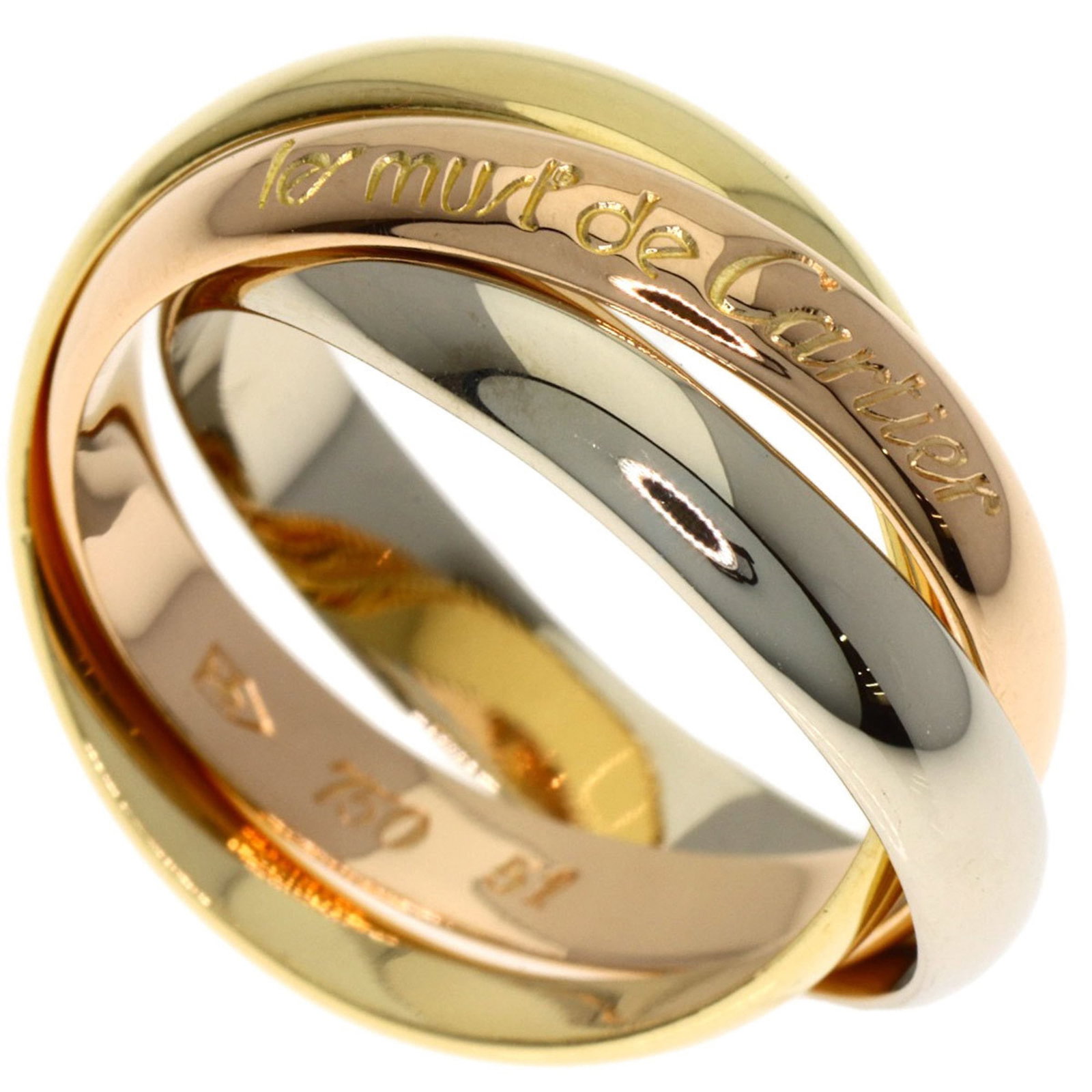 Cartier Pink 18k White 18k Yellow Gold Ring Band: Cartier Pink 18k White 18k Yellow Gold Ring Band Pink gold, white gold, and yellow gold come together in this elegant Cartier band ring, featuring a unique combination of 18k metals. The pink gold ban