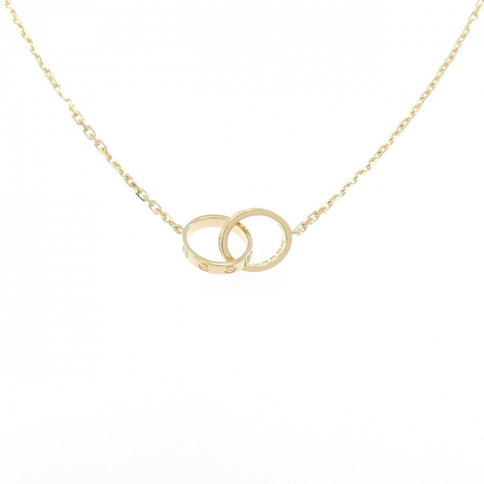 Love Baby Cartier Necklace: Love Baby Cartier Necklace Yellow Gold Cartier Necklace with Diamond Pendant. This 18K yellow gold necklace features a beautiful diamond pendant, measuring 9.7mm x 9.7mm, suspended from a 44 cm chain.