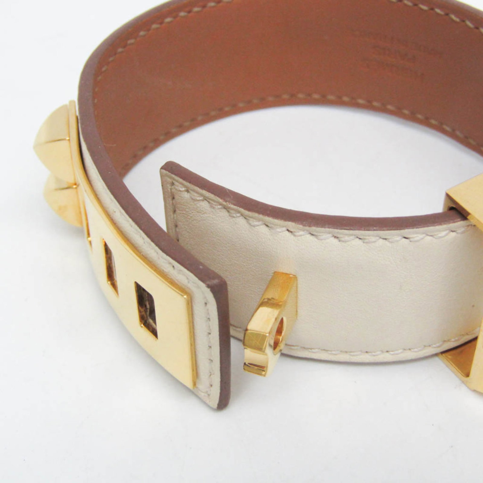 Metal leather bangle Hermes - 3