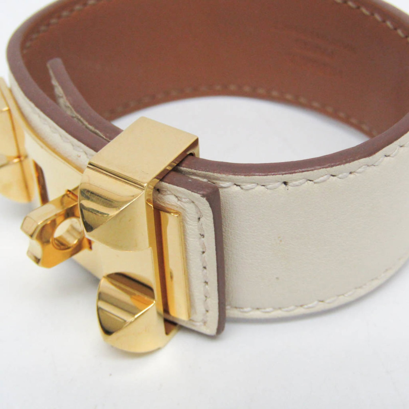 Metal leather bangle Hermes - 5
