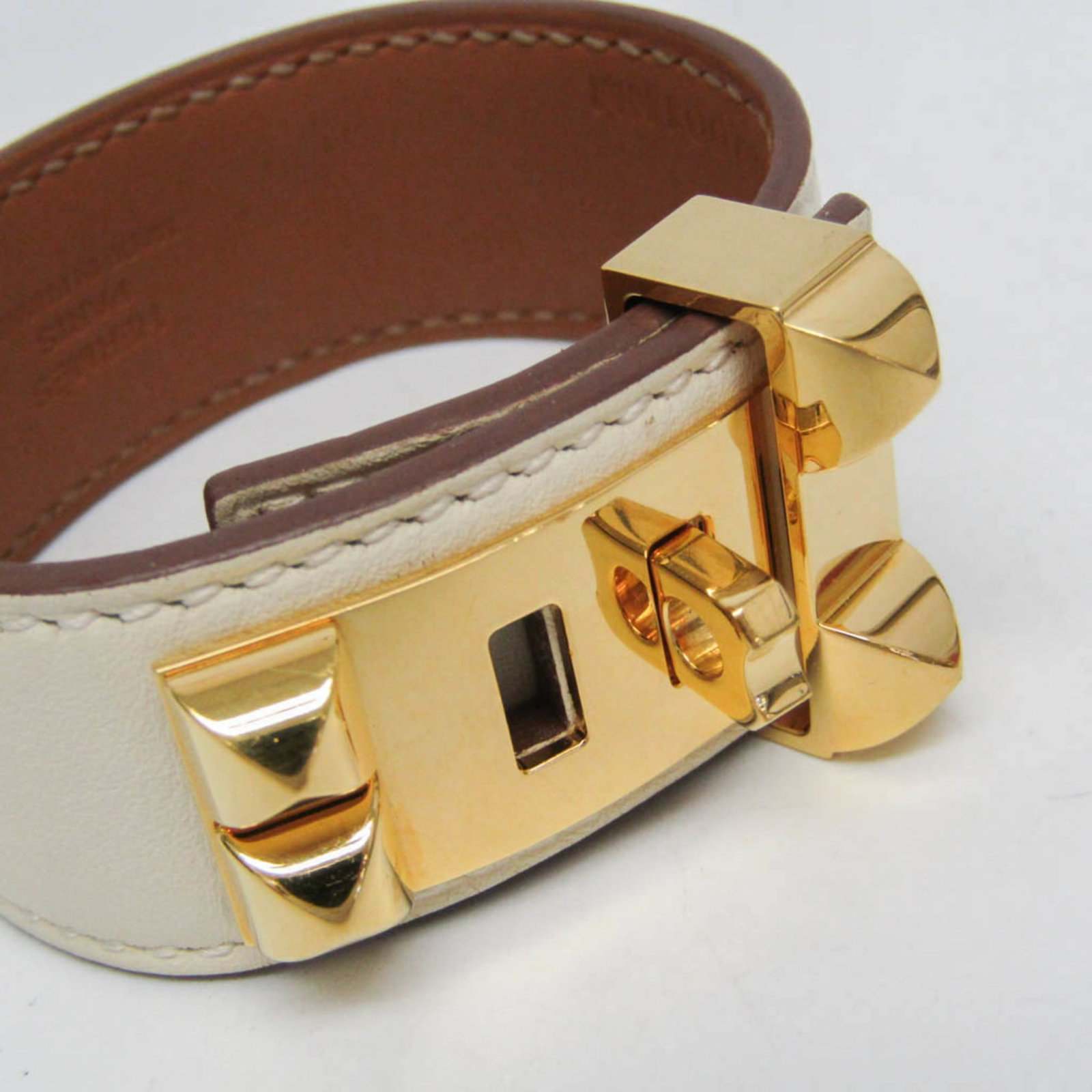 Metal leather bangle Hermes - 6