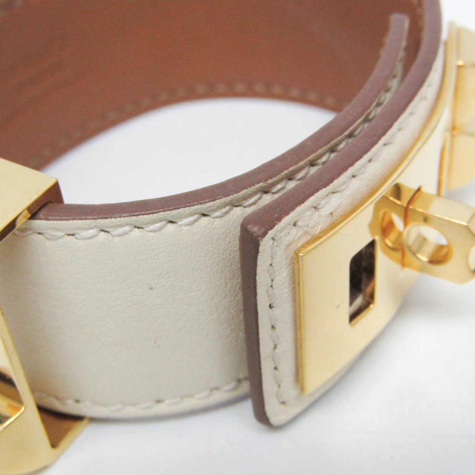 Metal leather bangle Hermes - 7