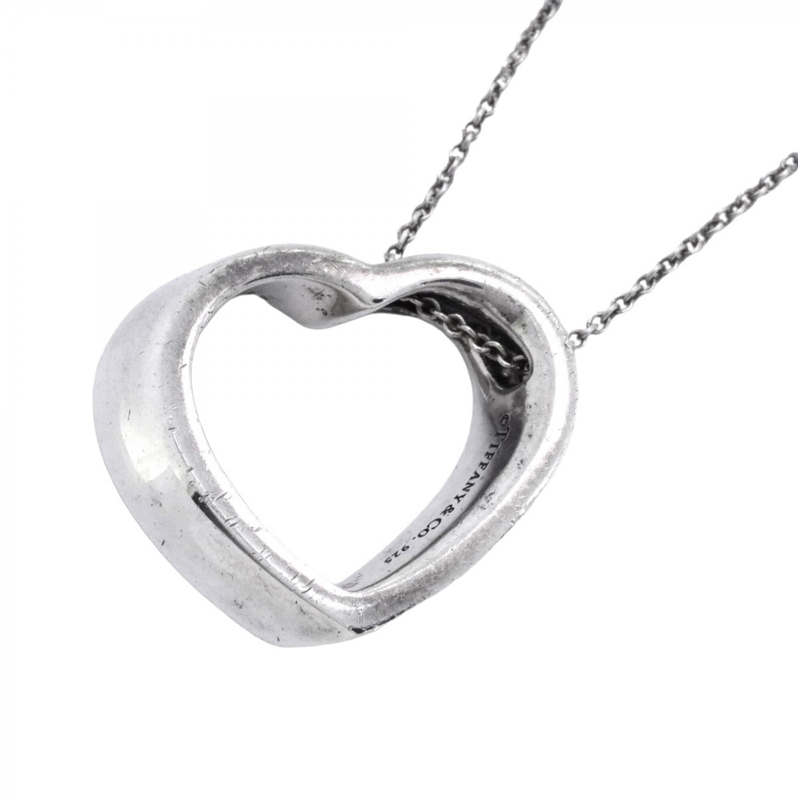 Tiffany & Co. Geometric Heart Necklace Sterling Silver 925 Women'S: Tiffany & Co. Geometric Heart Necklace Sterling Silver 925 Women'S Tiffany & Co. Geometric Heart Necklace in sterling silver 925 features a geometric design with a heart-shaped pendant, measuring 17.9