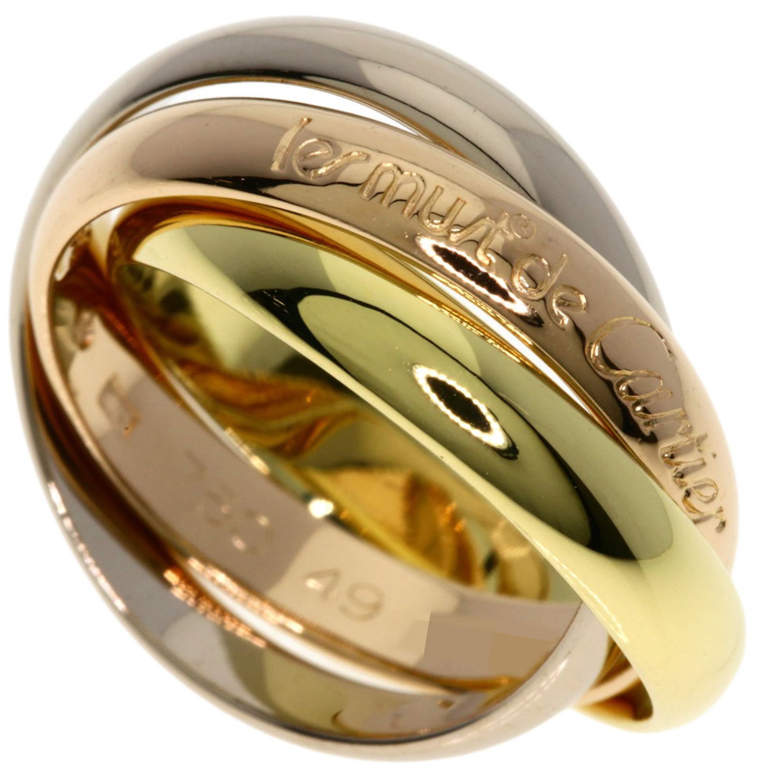 Cartier Pink 18k White 18k Yellow Gold Ring Band: Cartier Pink 18k White 18k Yellow Gold Ring Band Pink gold, white gold, and yellow gold come together in this elegant Cartier band ring, featuring a delicate 3.4mm width that adds a touch of sophistic