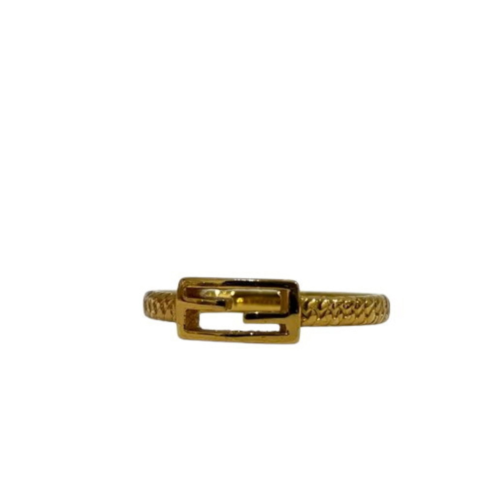 Fendi Band Ring Gold Plating: Fendi Band Ring Gold Plating Gold Plating Fendi Band Ring - A stylish gold-plated band ring from the renowned Italian fashion house, Fendi. The ring features a classic design with a few traces of