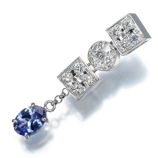 Tanzanite 0.67Ct Diamond 0.38Ct Square Circle Pendant 900 Platinum: Tanzanite 0.67Ct Diamond 0.38Ct Square Circle Pendant 900 Platinum 900 Platinum pendant showcases a stunning Tanzanite 0.67Ct diamond surrounded by a 0.38Ct square circle design, creating a unique