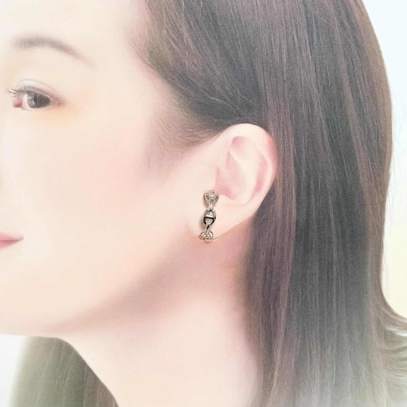 Hermes 925 Silver Earrings Stud - 10