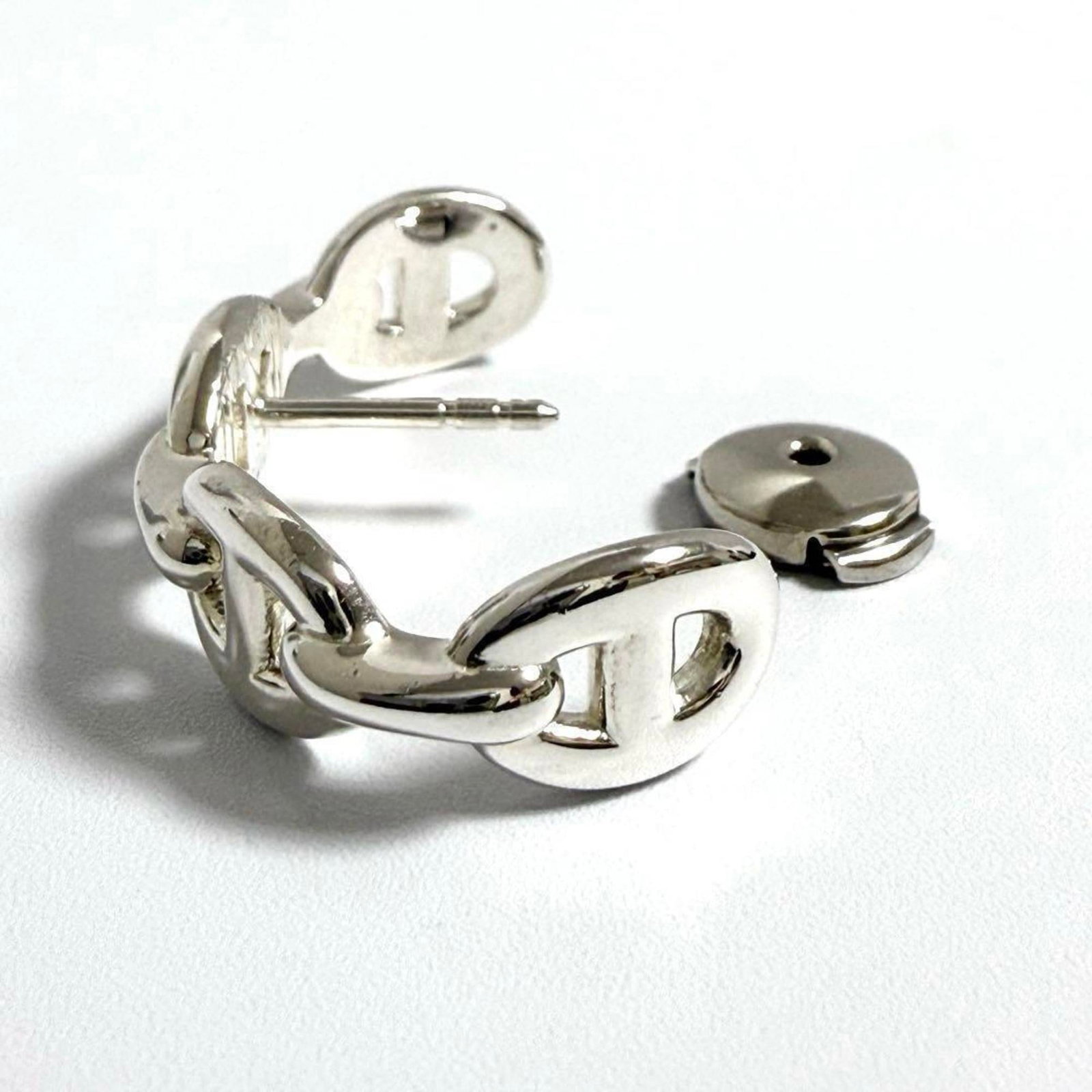 Hermes 925 Silver Earrings Stud - 2
