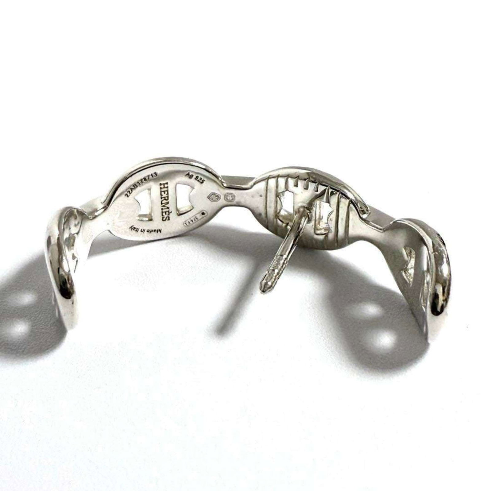 Hermes 925 Silver Earrings Stud - 5