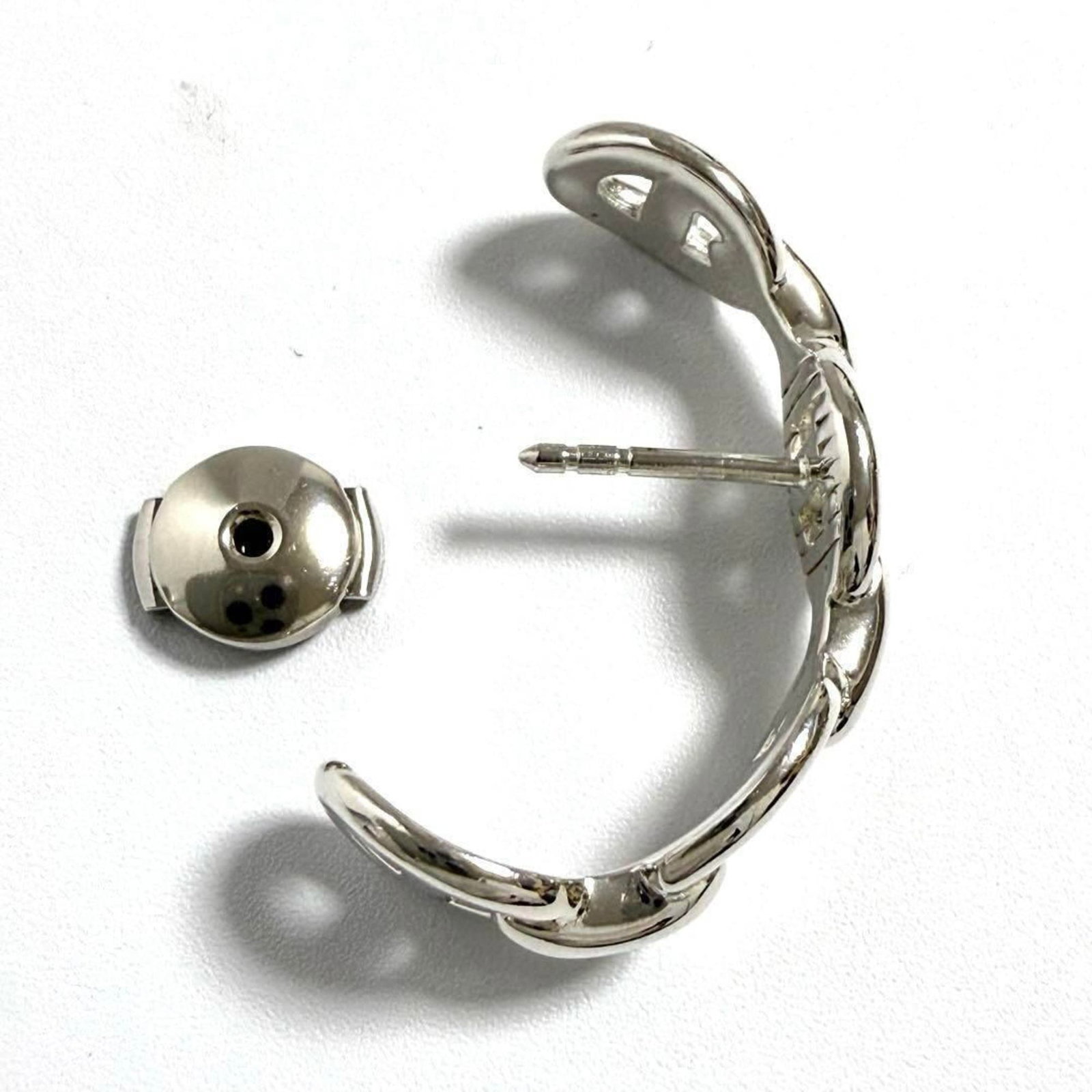 Hermes 925 Silver Earrings Stud - 6