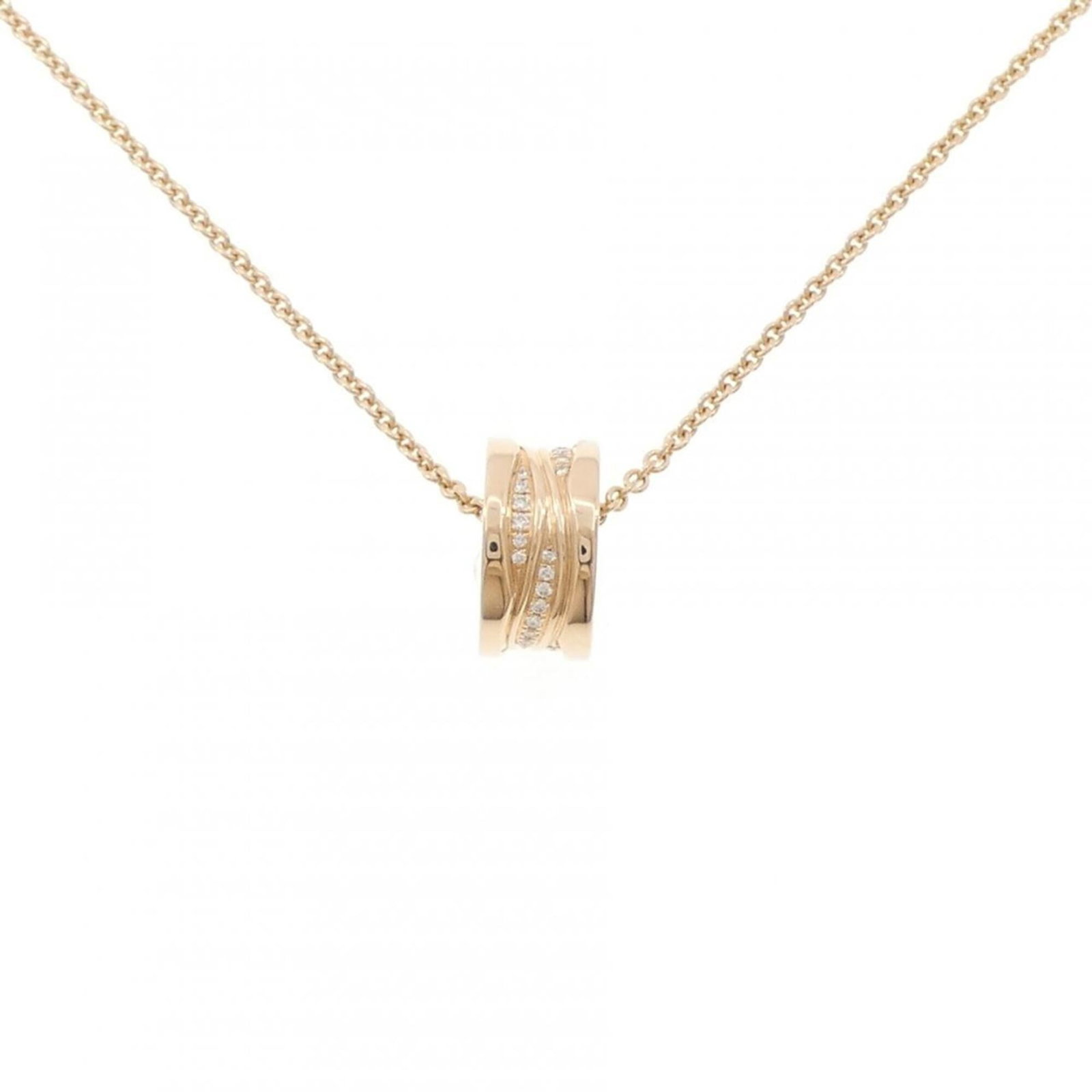 Bvlgari B.Zero1 Necklace: Bvlgari B.Zero1 Necklace Pink gold (18K) Bvlgari B.Zero1 necklace featuring a diamond pendant, adjustable to fit necks measuring 39 cm - 46 cm. The necklace bears some minor signs of usage, including 