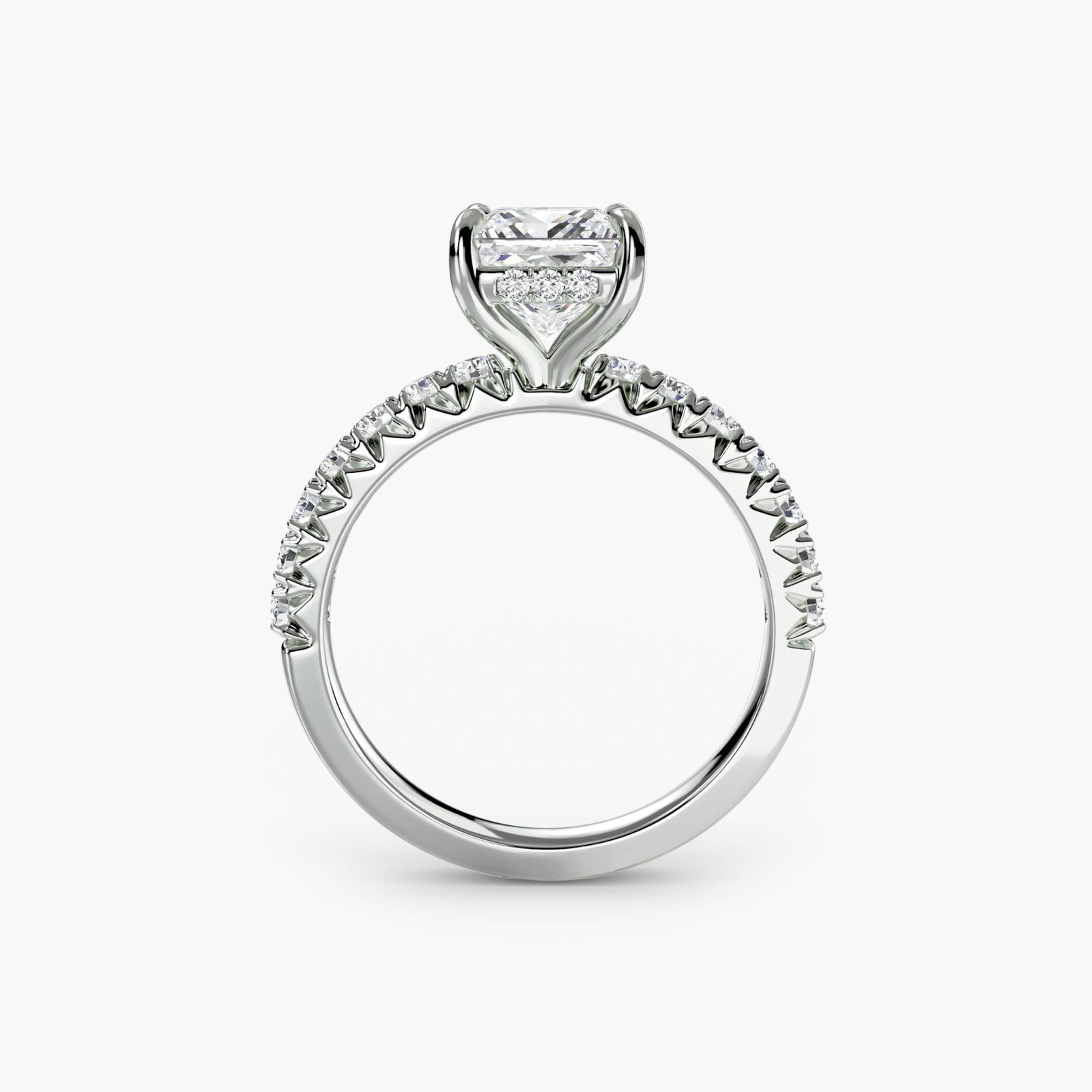 Hidden Halo Princess 14Kt White Gold Ring Setting: Hidden Halo Princess 14Kt White Gold Ring Setting 14Kt White Gold Hidden Halo Princess Ring Setting - A delicate and elegant design, this princess ring setting features 26 side stones totaling 0.41 ca