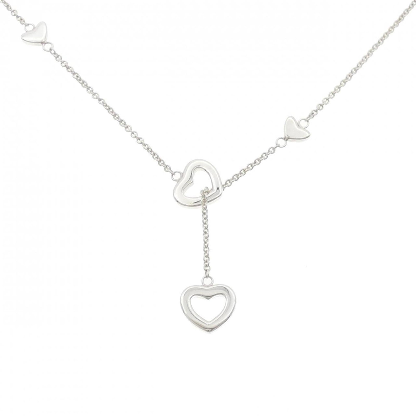 Tiffany Heart Link Lariat Necklace: Tiffany Heart Link Lariat Necklace Silver Tiffany Heart Link Lariat Necklace, 49 cm / 19.29'' adjustable neck circumference, featuring a 10mm x 11.5mm silver pendant with a subtle heart design. This e