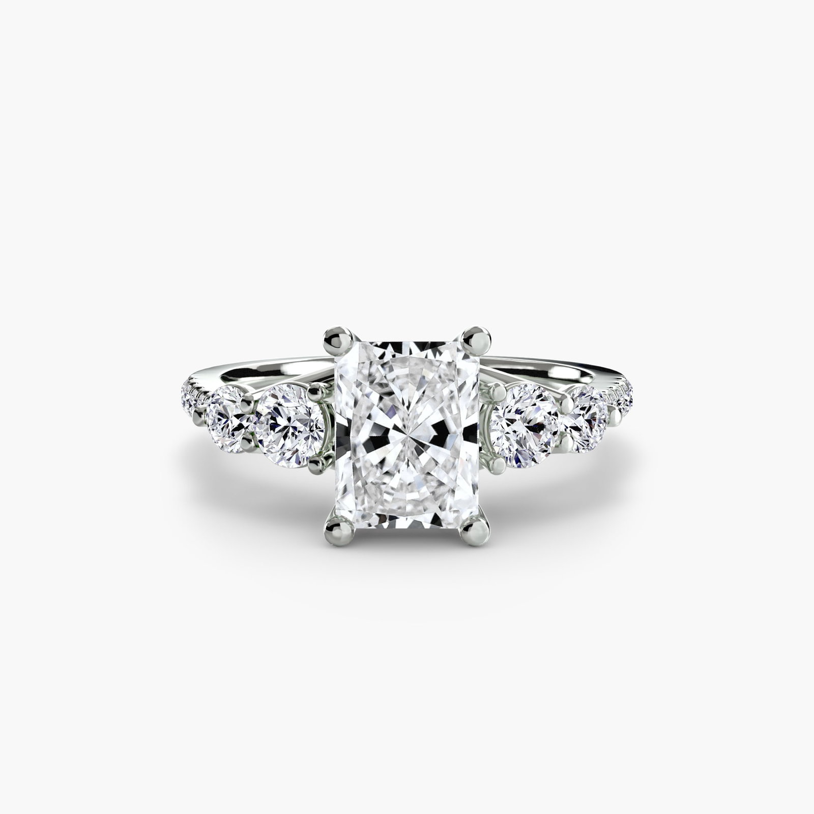 Pave Radiant 950 Platinum Ring Setting - 2