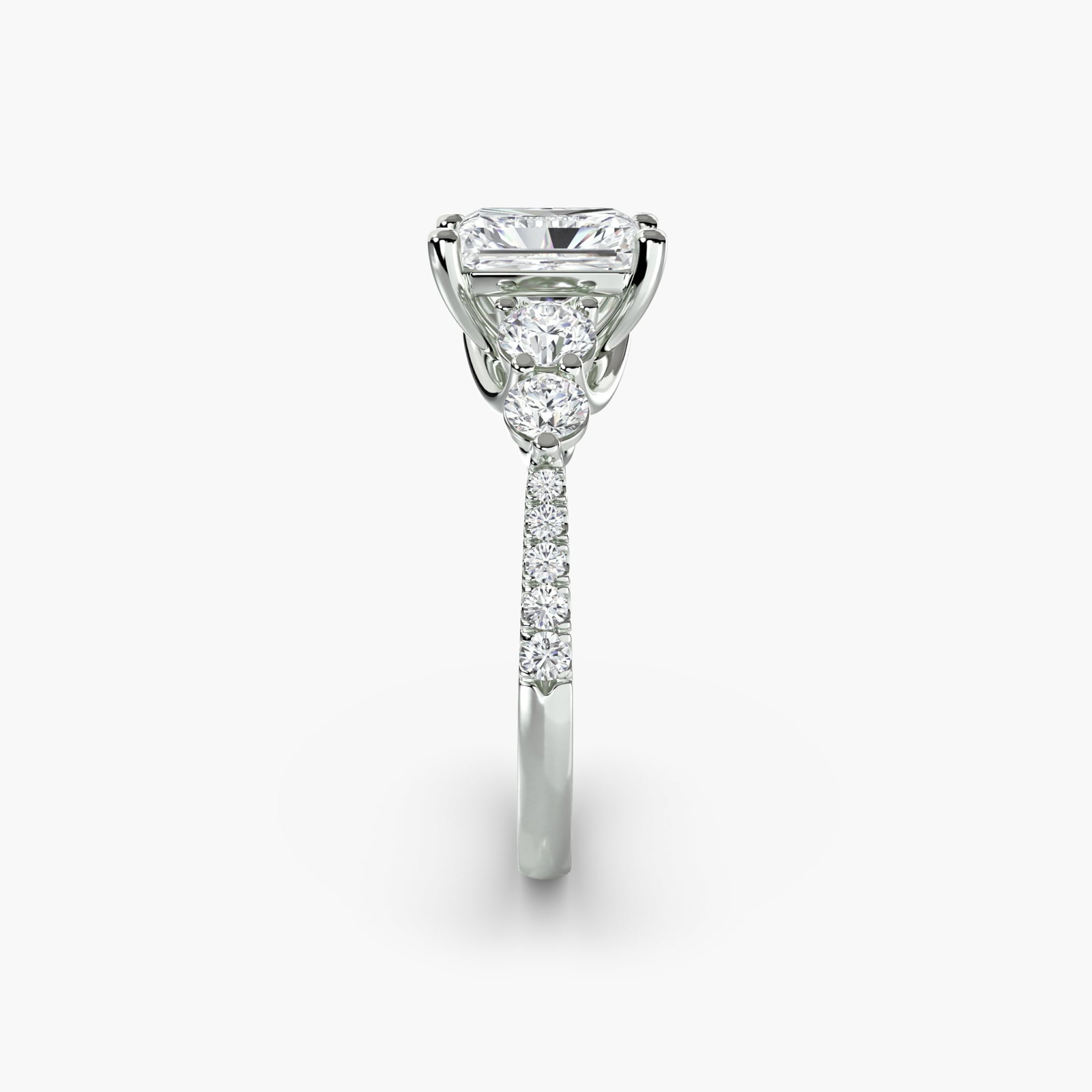 Pave Radiant 950 Platinum Ring Setting - 3