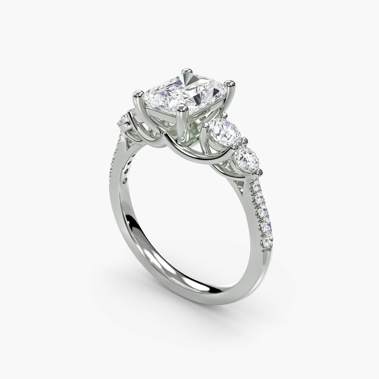 Pave Radiant 950 Platinum Ring Setting - 5