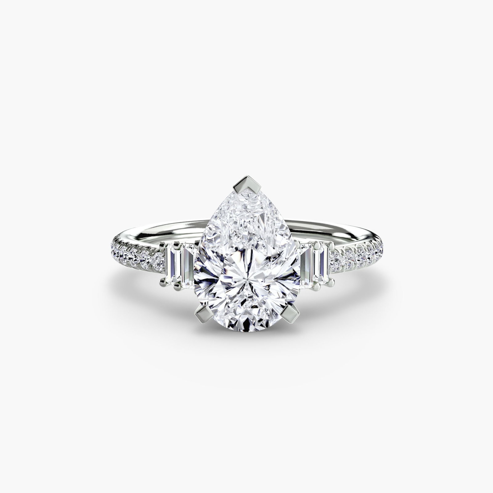 Pave Pear 950 Platinum Ring Setting - 2