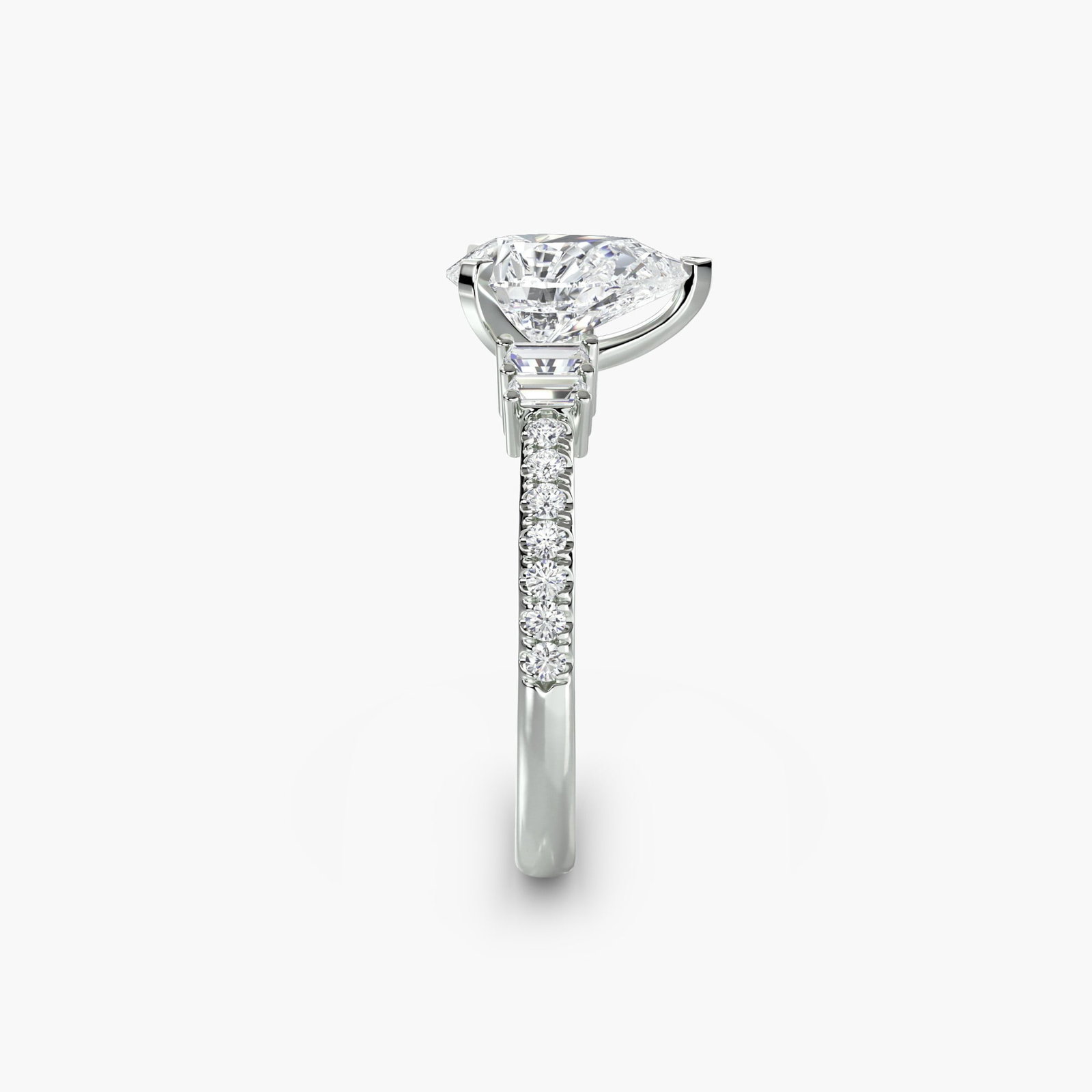 Pave Pear 950 Platinum Ring Setting - 3