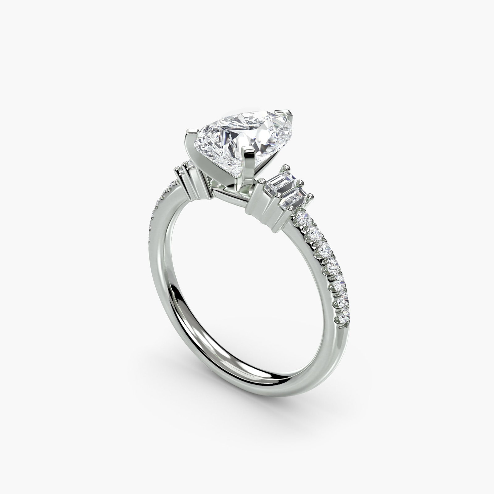 Pave Pear 950 Platinum Ring Setting - 5