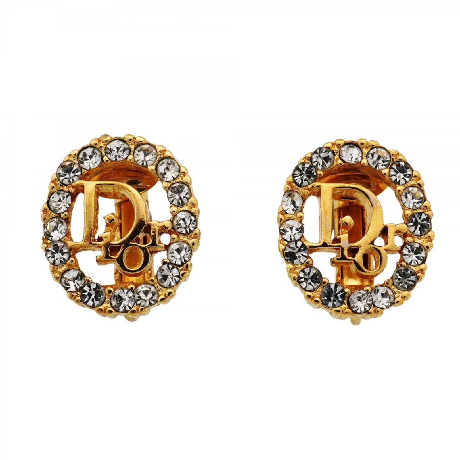 Christian Dior Clip Earrings Gold Plating Rhinestone: Christian Dior Clip Earrings Gold Plating Rhinestone Christian Dior Clip Earrings in Gold Plating and Rhinestone, featuring the iconic brand's signature style. These elegant earrings showcase a touch