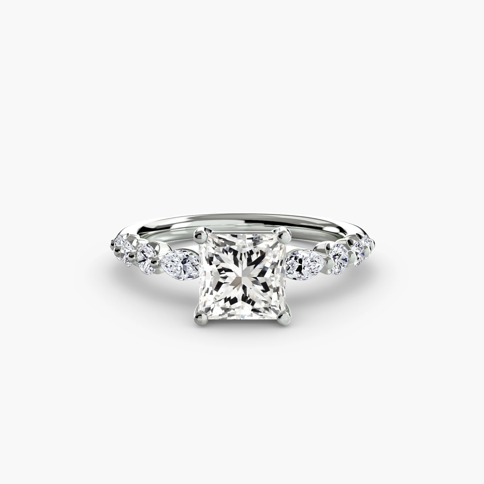 Pave Princess 950 Platinum Ring Setting - 2