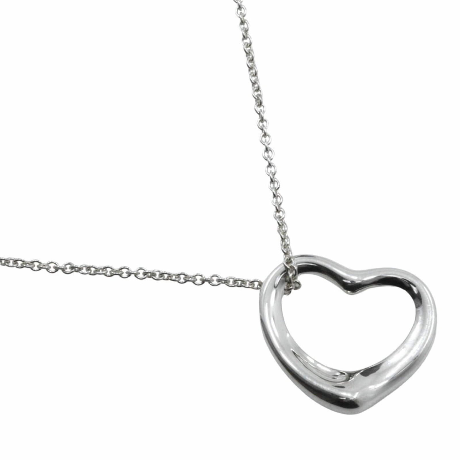 Tiffany & Co. Elsa Peretti Heart Necklace 925 Sterling Silver Approx. 6.2G Open Heart Women'S (1 of 10)