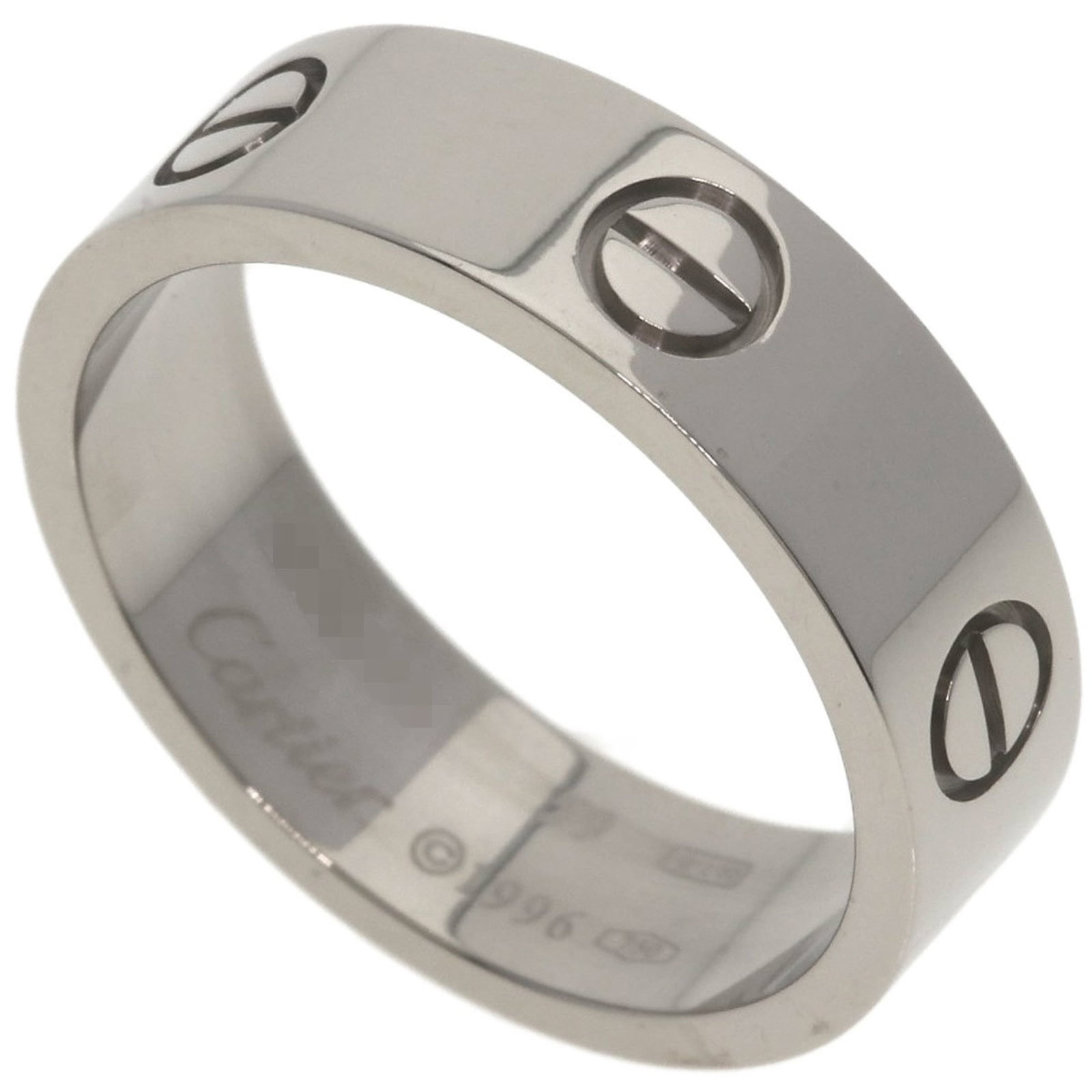 Cartier Love Ring #59 18K White Gold Women'S: Cartier Love Ring #59 18K White Gold Women'S Cartier Love Ring #59 in 18K White Gold features a timeless design with a sleek, modern aesthetic. The ring boasts a few traces of usage, some scratches an