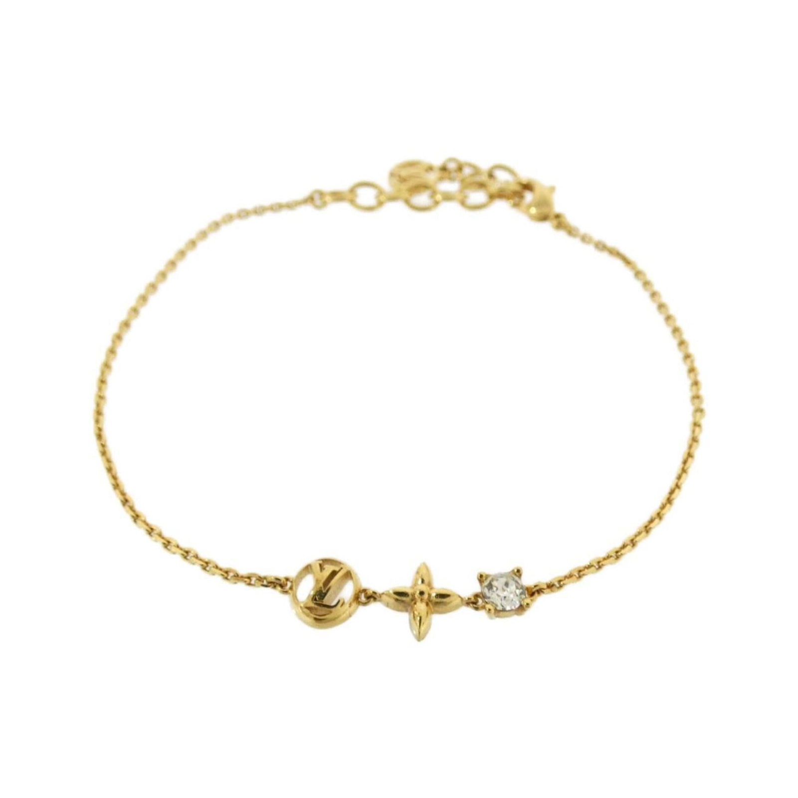 Vuitton Louis Charm Bracelet: Vuitton Louis Charm Bracelet Gold Louis Vuitton charm bracelet with a classic design, available in lengths of 16cm-19.5cm to suit your style. This pre-owned piece features a few traces of usage and