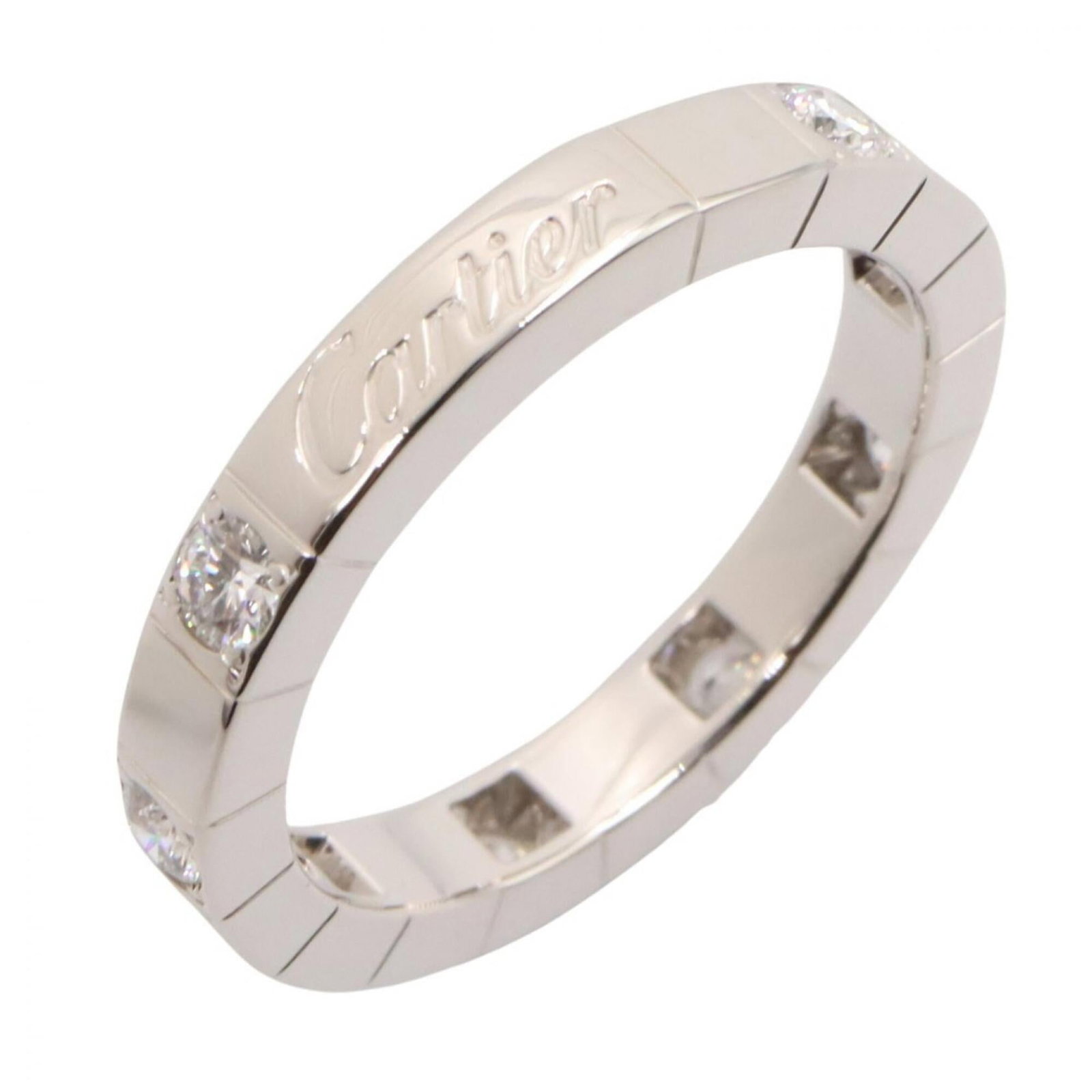 White Gold Cartier Band Ring 18K: White Gold Cartier Band Ring 18K 18K White Gold Cartier Band Ring for Women - A Like New Condition. This beautiful ring features clear white gold material and bears the signature of its creator, a