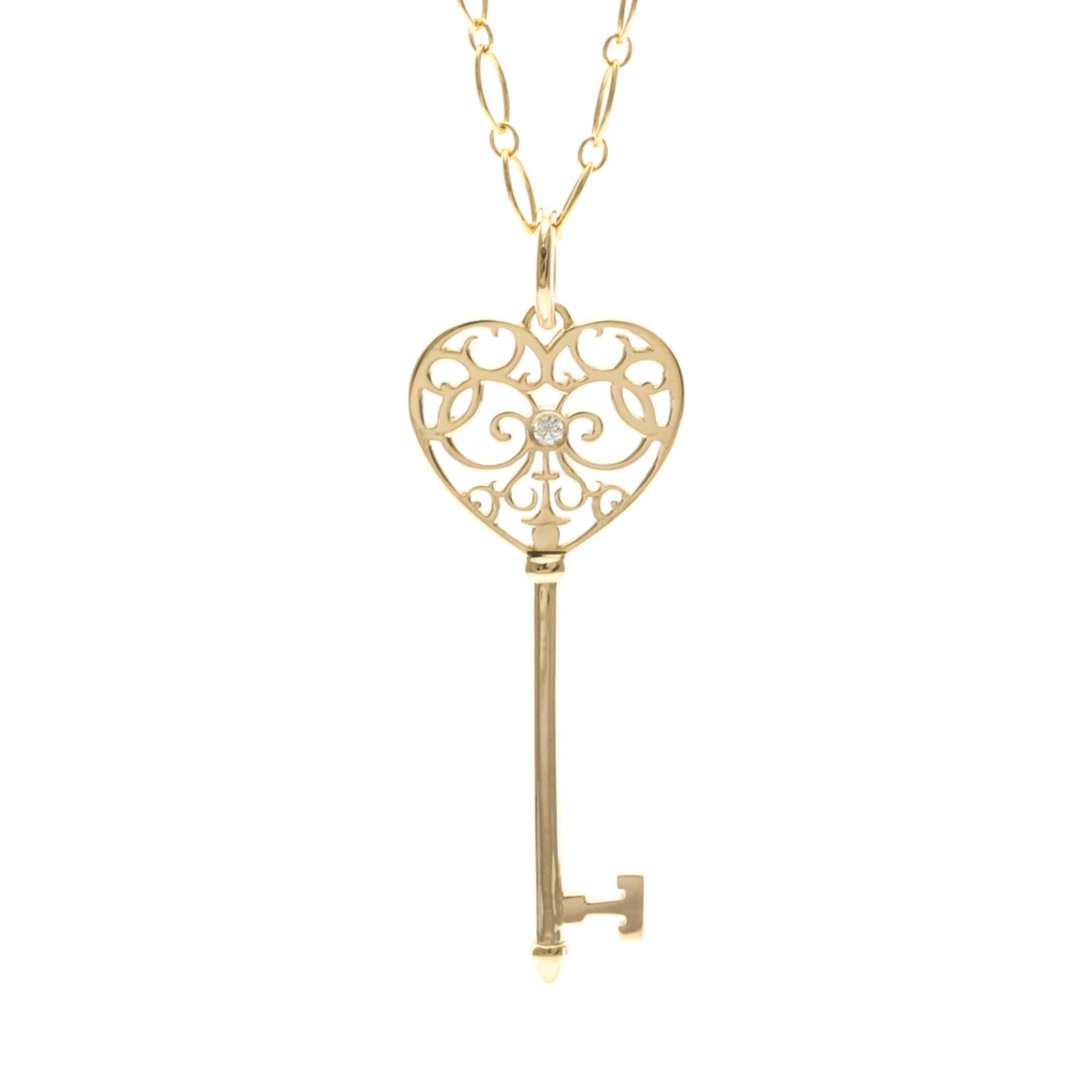Tiffany Enchanted Heart Key Necklace Pink Gold (18K) Diamond Menwomen Fashion Pendant Necklace (1 of 14)