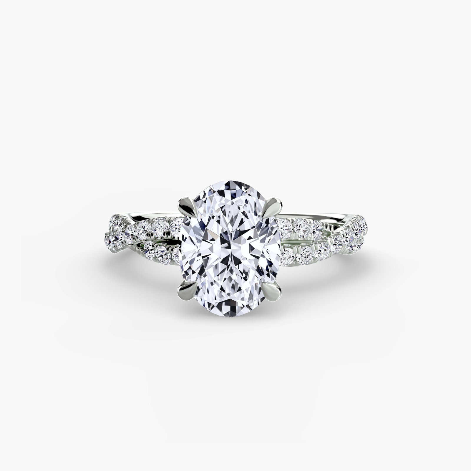 Pave Oval 950 Platinum Ring Setting - 2
