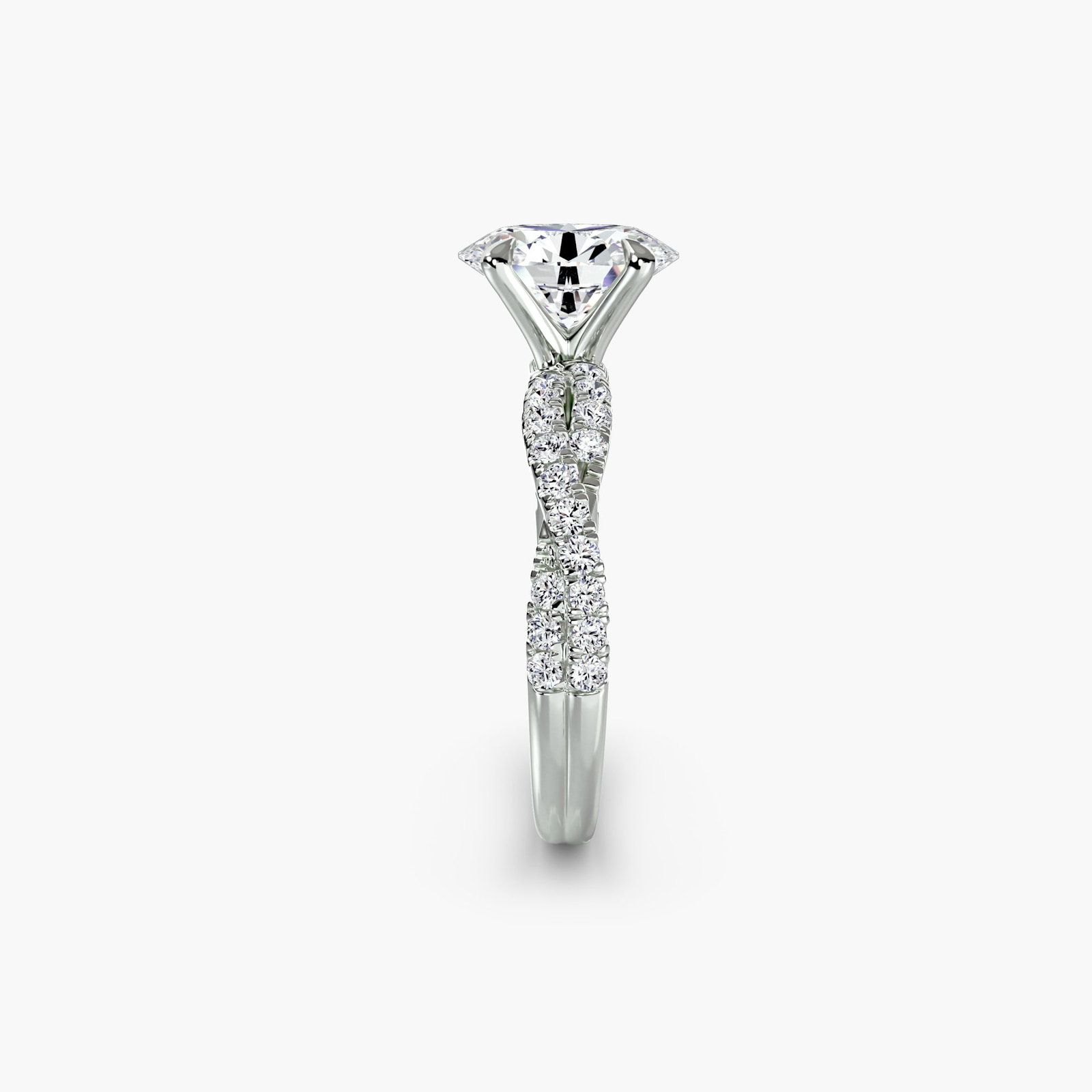 Pave Oval 950 Platinum Ring Setting - 3