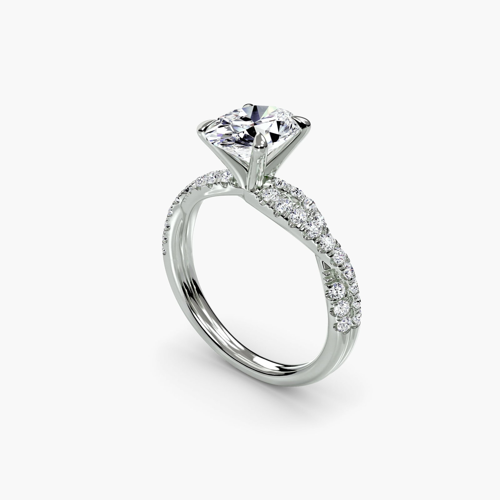 Pave Oval 950 Platinum Ring Setting - 5