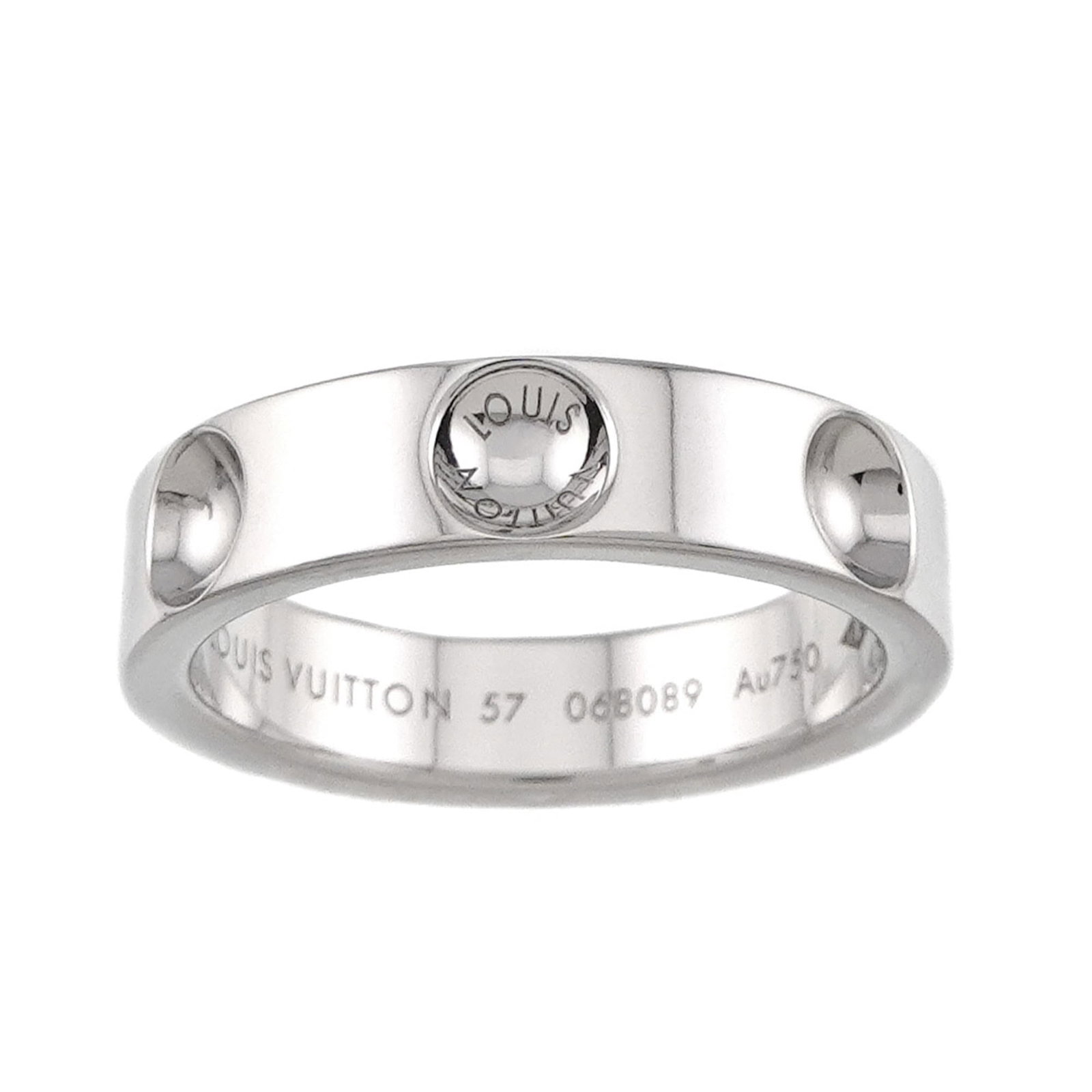 Louis Vuitton Band Ring White Gold (18K): Louis Vuitton Band Ring White Gold (18K) White Gold (18K) band ring from Louis Vuitton, featuring a sleek design with subtle details. Made from high-quality white gold, this ring boasts a classic look