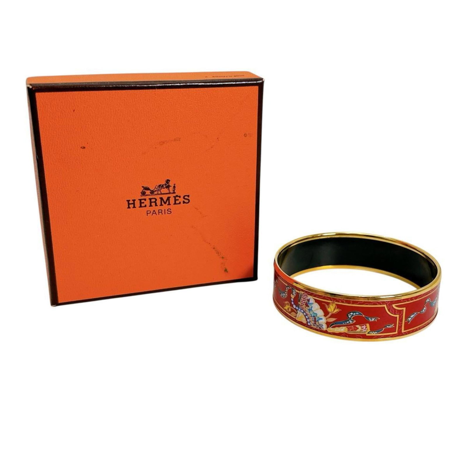 Hermes Bangle: Hermes Bangle Item Specifics: Brand: Hermes Type: Bangle Gender: Women,Men Color: Gold, Red Color Length: 6.5cm / 2.55'' Width: 2cm / 0.78'' Condition: Used (very good), A few traces of usage, some