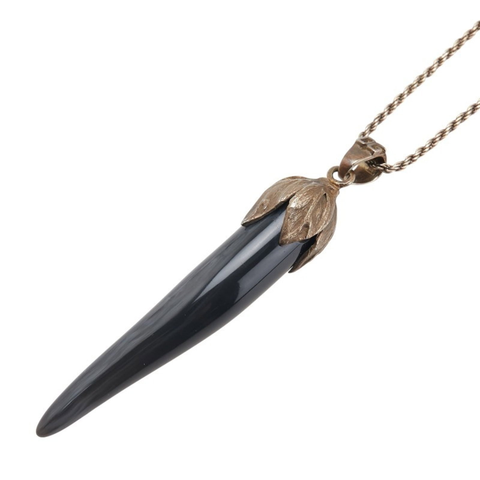 Silver Corno Necklace For Women With Black Plastic Sv925 Dolce: Silver Corno Necklace For Women With Black Plastic Sv925 Dolce Silver Corno Necklace For Women With Black Plastic Sv925 Dolce features a sleek and sophisticated design, combining silver and black plas