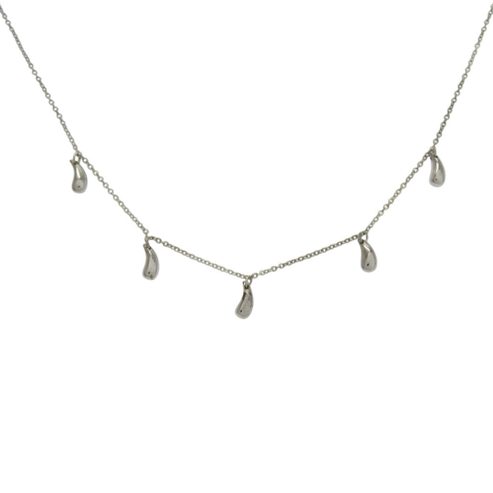 Excellent Condition Tiffany & Co. Elsa Peretti 5-Piece Teardrop Necklace In 925 Silver 1044: Excellent Condition Tiffany & Co. Elsa Peretti 5-Piece Teardrop Necklace In 925 Silver 1044 Tiffany & Co.'s Elsa Peretti teardrop necklace stands out with its elegant design and sterling silver constr