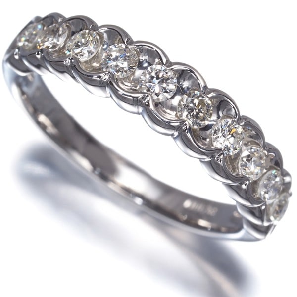 Diamond 0.50Ct Half Eternity 10P Ring 900 Platinum (1 of 4)