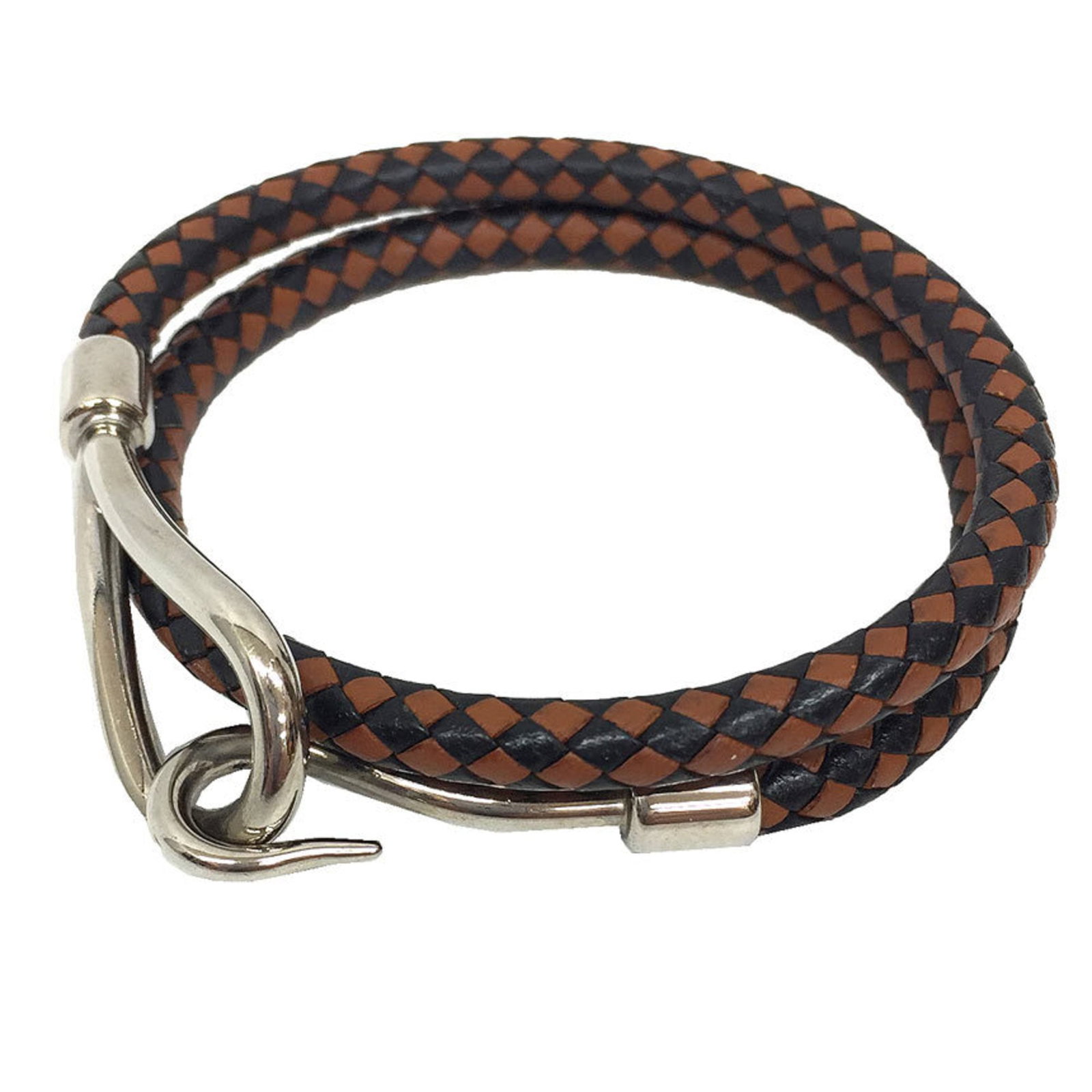 Hermes Charm Bracelet Brass Leather: Hermes Charm Bracelet Brass Leather Brass and leather come together in this classic Hermes charm bracelet, available in black, brown, and silver finishes. The total length measures 38cm, a versatile s