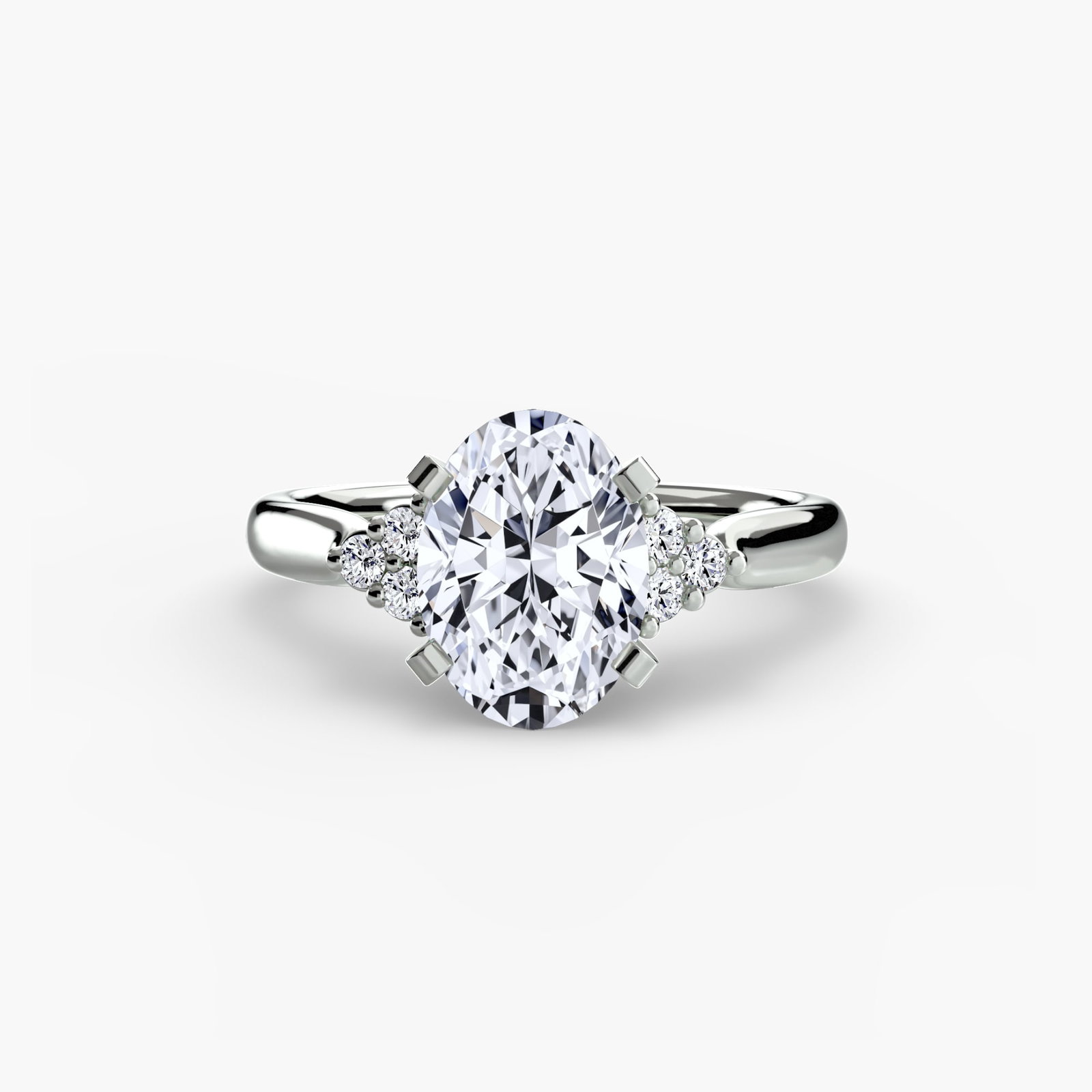 Solitaire Oval 18Kt White Gold Ring Setting - 2