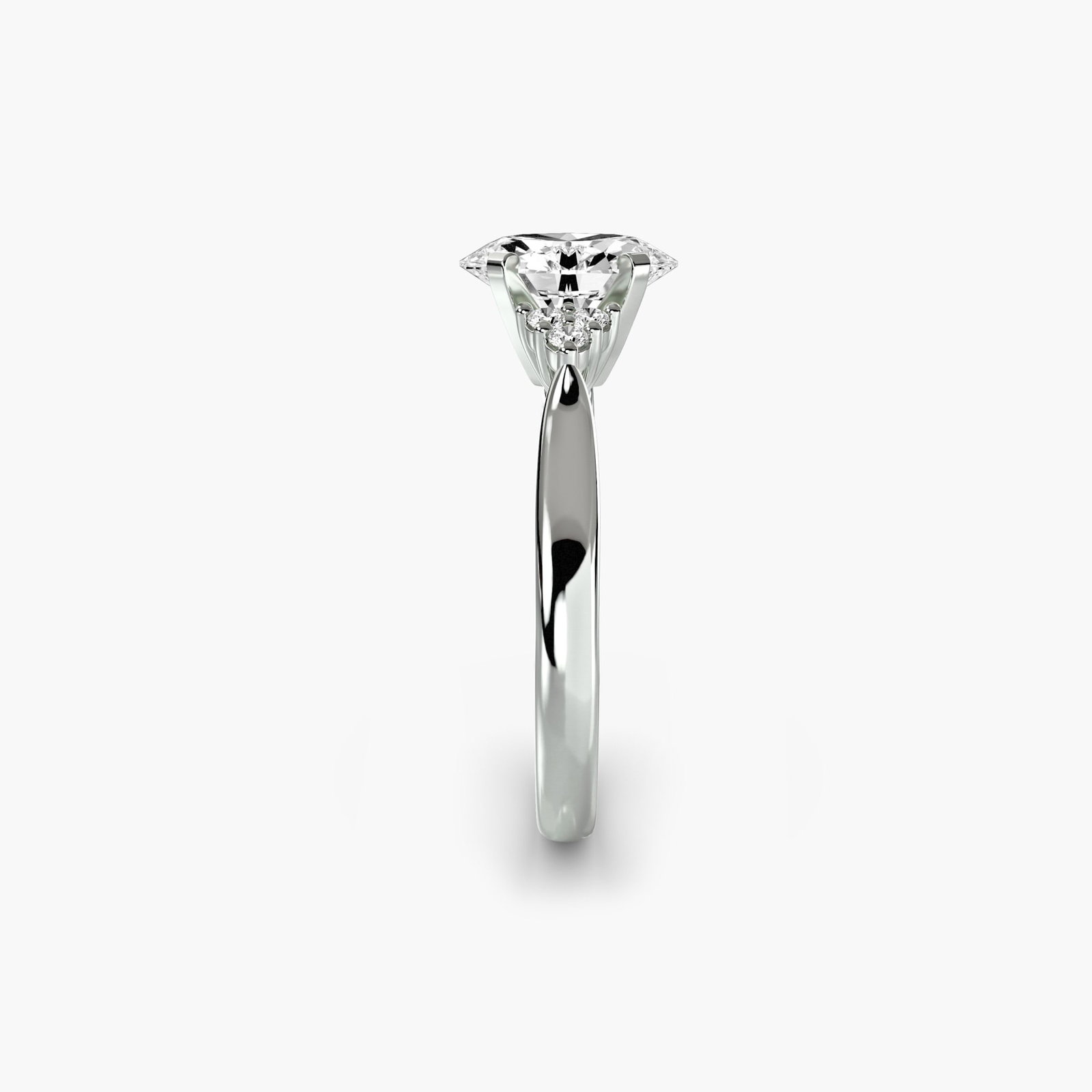 Solitaire Oval 18Kt White Gold Ring Setting - 3