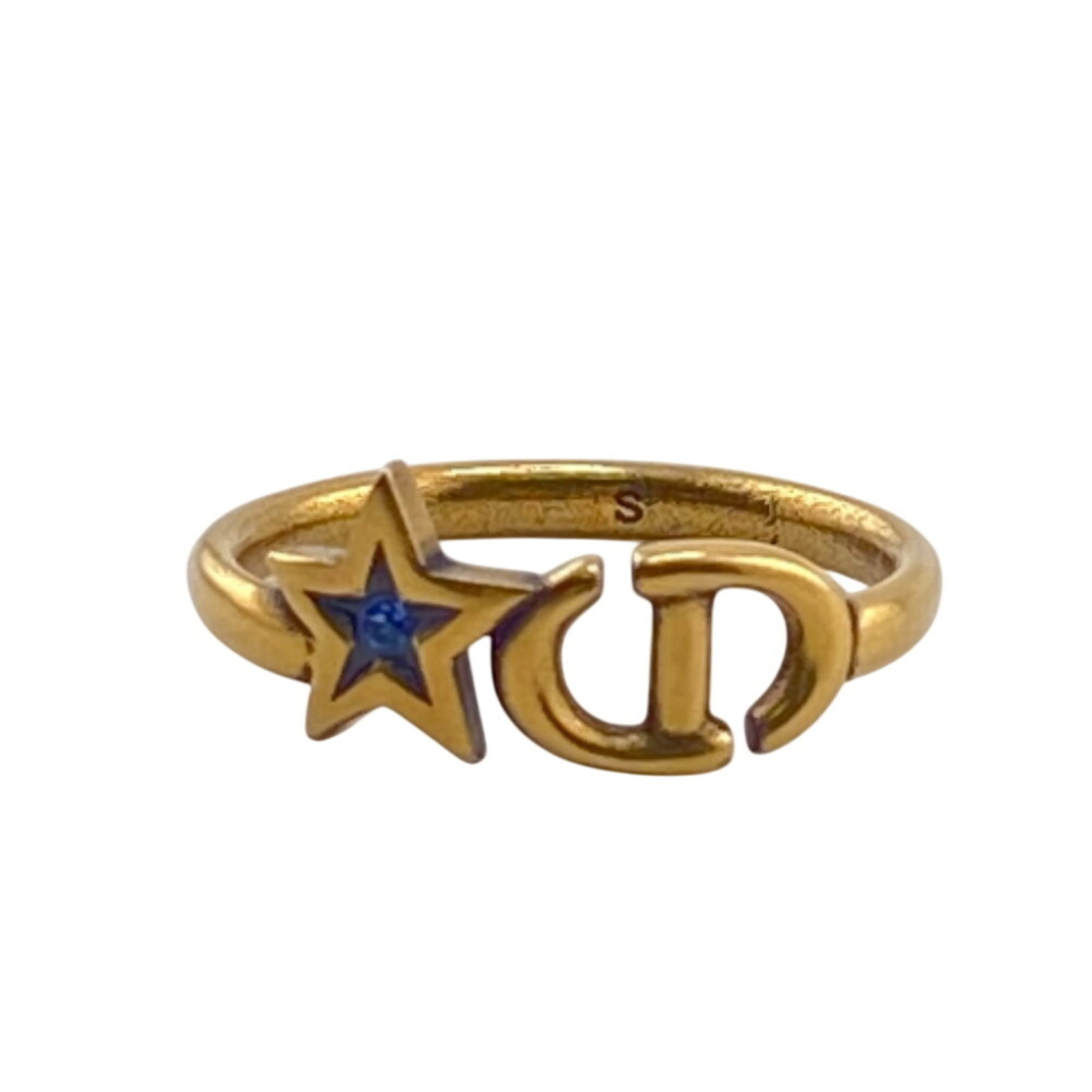 Christian Dior Ring: Christian Dior Ring Gold plated band ring from Christian Dior, featuring a gold finish and measuring 5mm in width. The ring bears traces of usage with minor scratches and dirt, but remains in good con