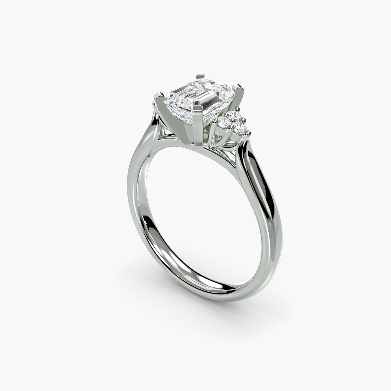 Solitaire Emerald 18Kt White Gold Ring Setting - 5